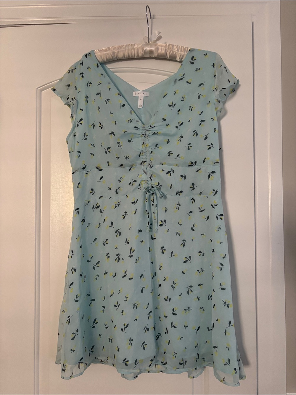 Leith Light Blue Floral V-Neck Ruched Camisole